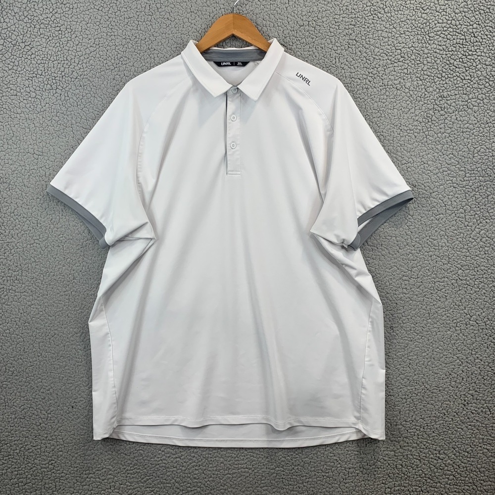 UNRL Polo Shirt Solid White Performance Stretch Golf Mens Size 3XL EUC